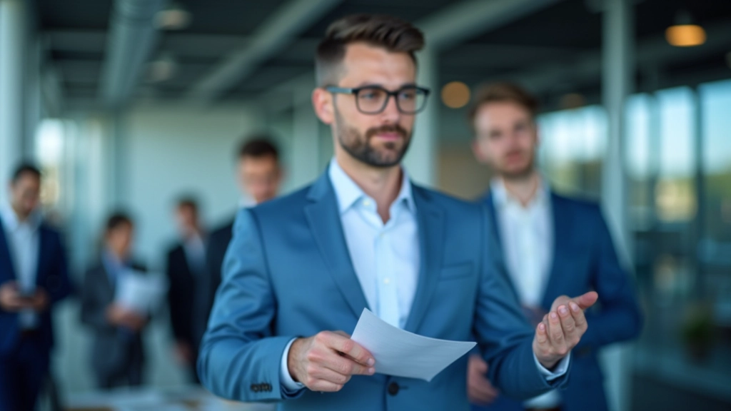 Geschäftsanalyst präsentiert Geschäftsmetriken vor Team in modernem Büro
