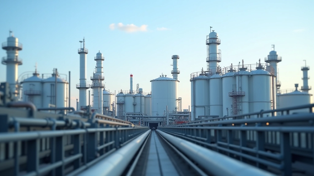 Chemieanlage mit Tanks und Rohrleitungssystemen