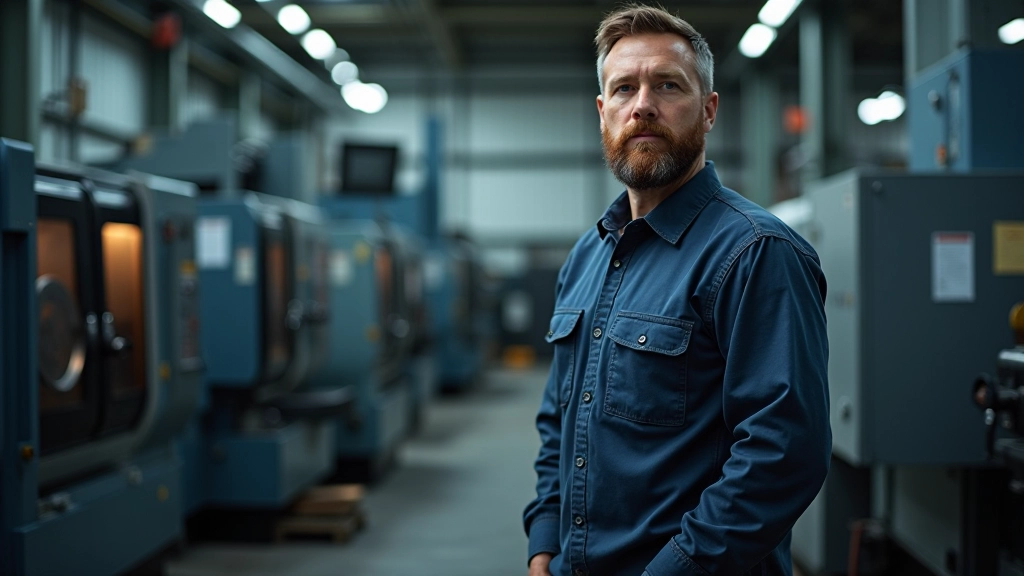 Maschinenbau-Werkstatt mit großen Drehmaschinen und technischen Fachkräften bei der Fertigung