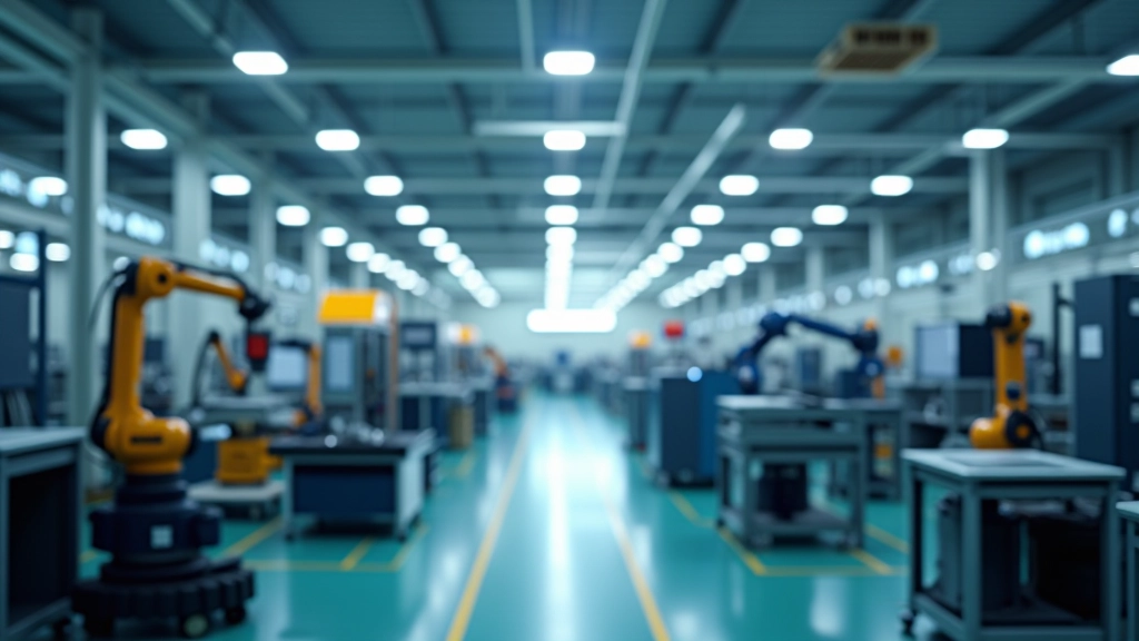 Industrielle Produktionsanlage mit modernen Fertigungsmaschinen und Montagelinien